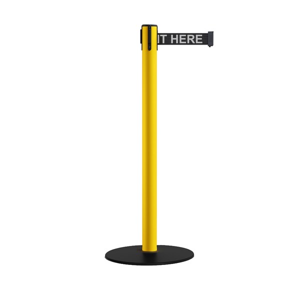 Montour Line Retr. Belt Stanchion, Low Base, 2.5in YLW Post 7.5' Wait.Belt S400-YW-PLEAWBW-75 - main